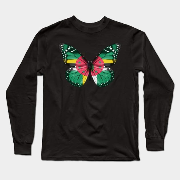 Dominican Flag  Butterfly - Gift for Dominican From Dominica Long Sleeve T-Shirt by Country Flags